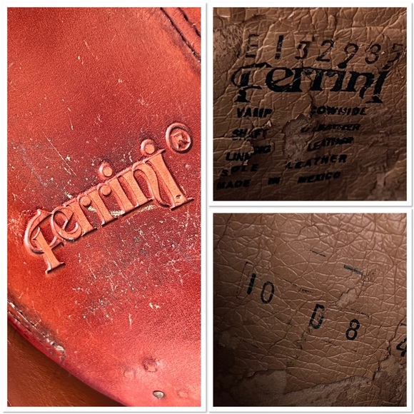 Ferrini Square Toe Cowboy Boots Men’s Size 10 Cowhide Leather Brown Embroidered - Picture 11 of 15